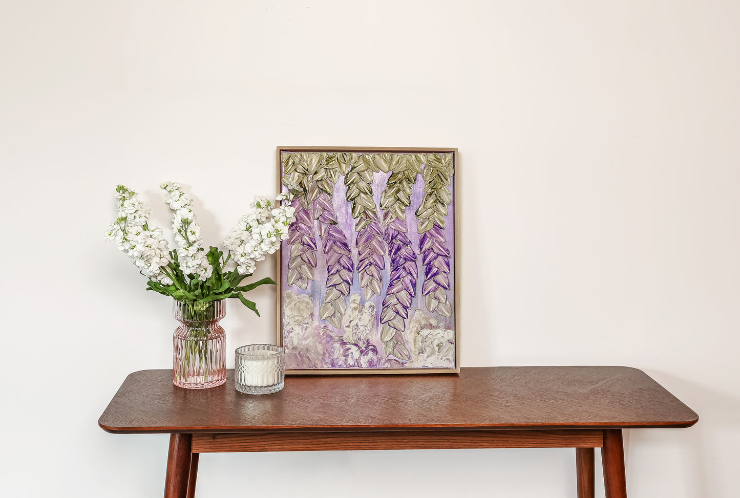 Wisteria Bloom | Messy Floral | Acrylic on Canvas Framed | Elizabeth Marshall SOLD