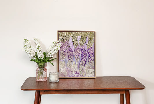 Wisteria Bloom | Messy Floral | Acrylic on Canvas Framed | Elizabeth Marshall SOLD