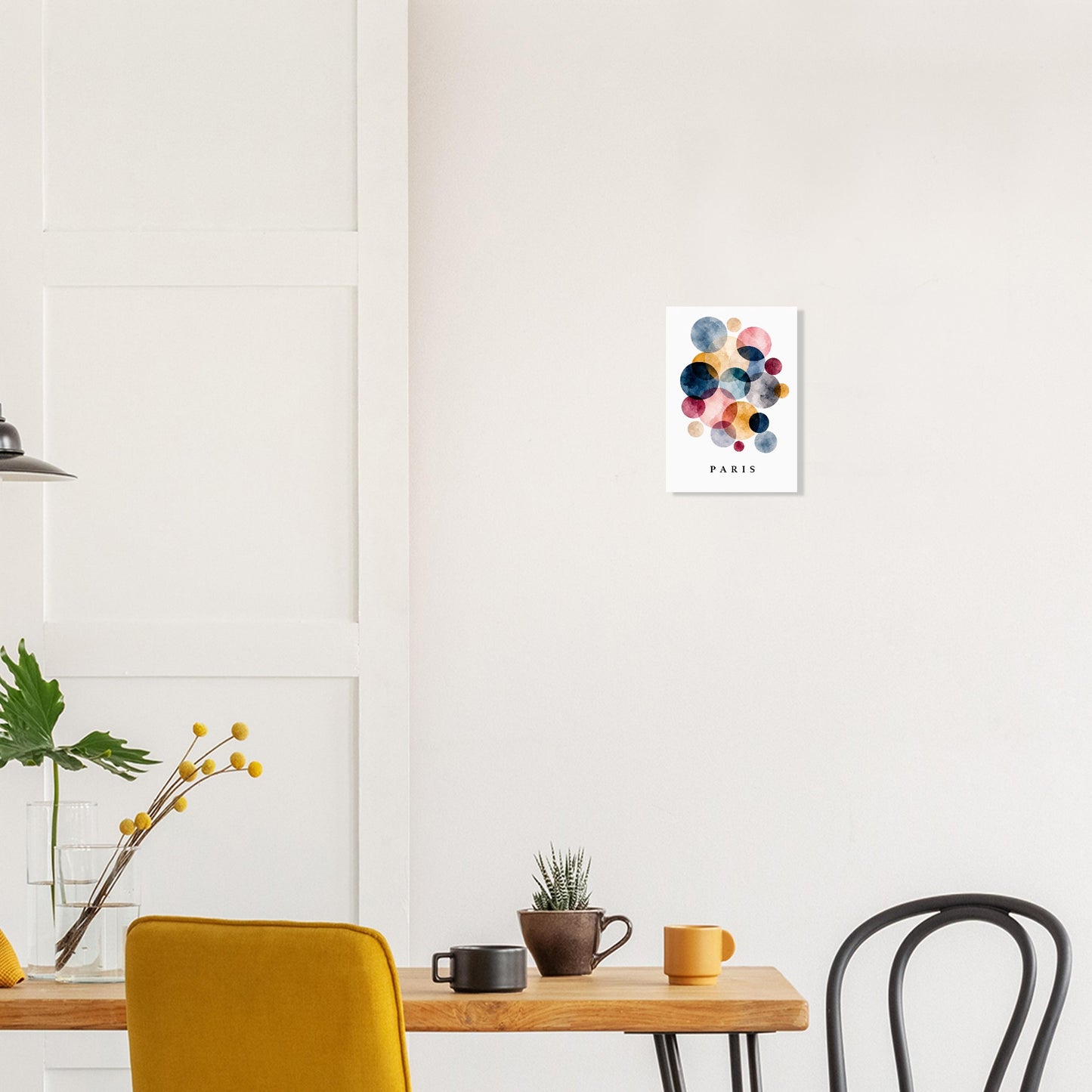 Abstract giclee print inspired by Paris, France. Deep navy, dusty rose & warm gold. Printed on 200gsm FSC paper. Ships worldwide. A4
