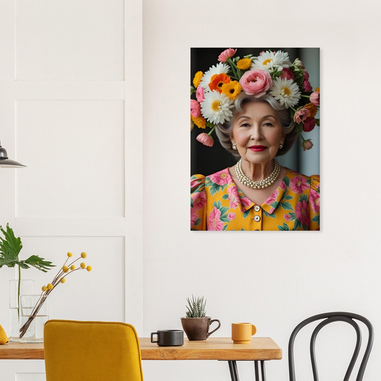 Meet Annabel — a bold, flower-crowned portrait from the Those Blooming Women series. Giclée print, A4–A1, FSC-certified 200gsm paper. Made to order.