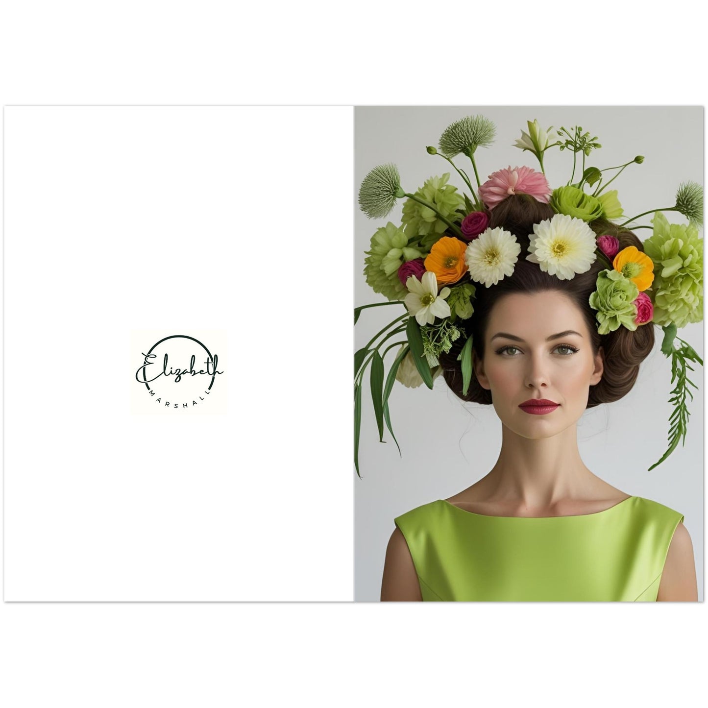 Art cards with Claire vintage 1960s fashion and flower crown 