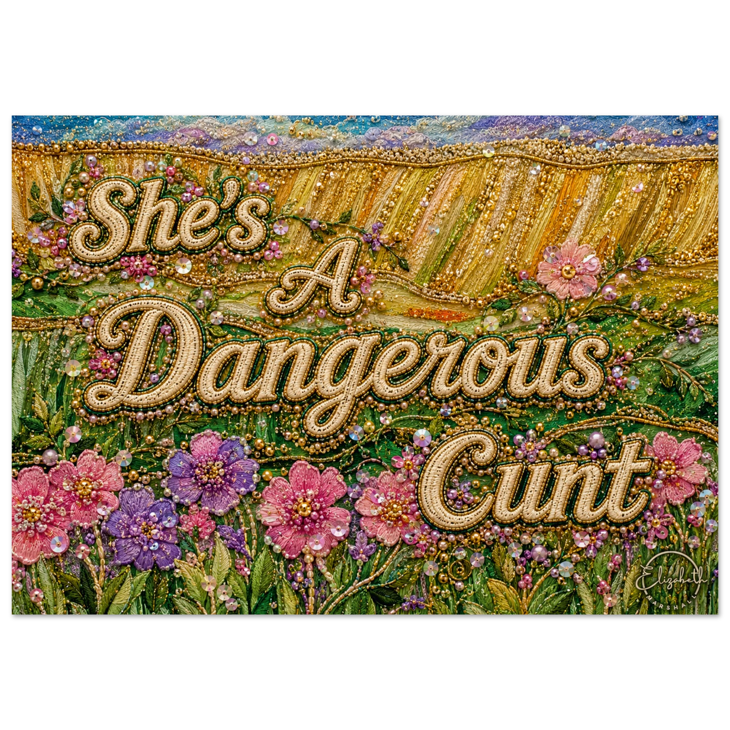 Bold feminist wall art from the Dangerous Women series. Fierce floral giclee print for women who refuse to stay small.