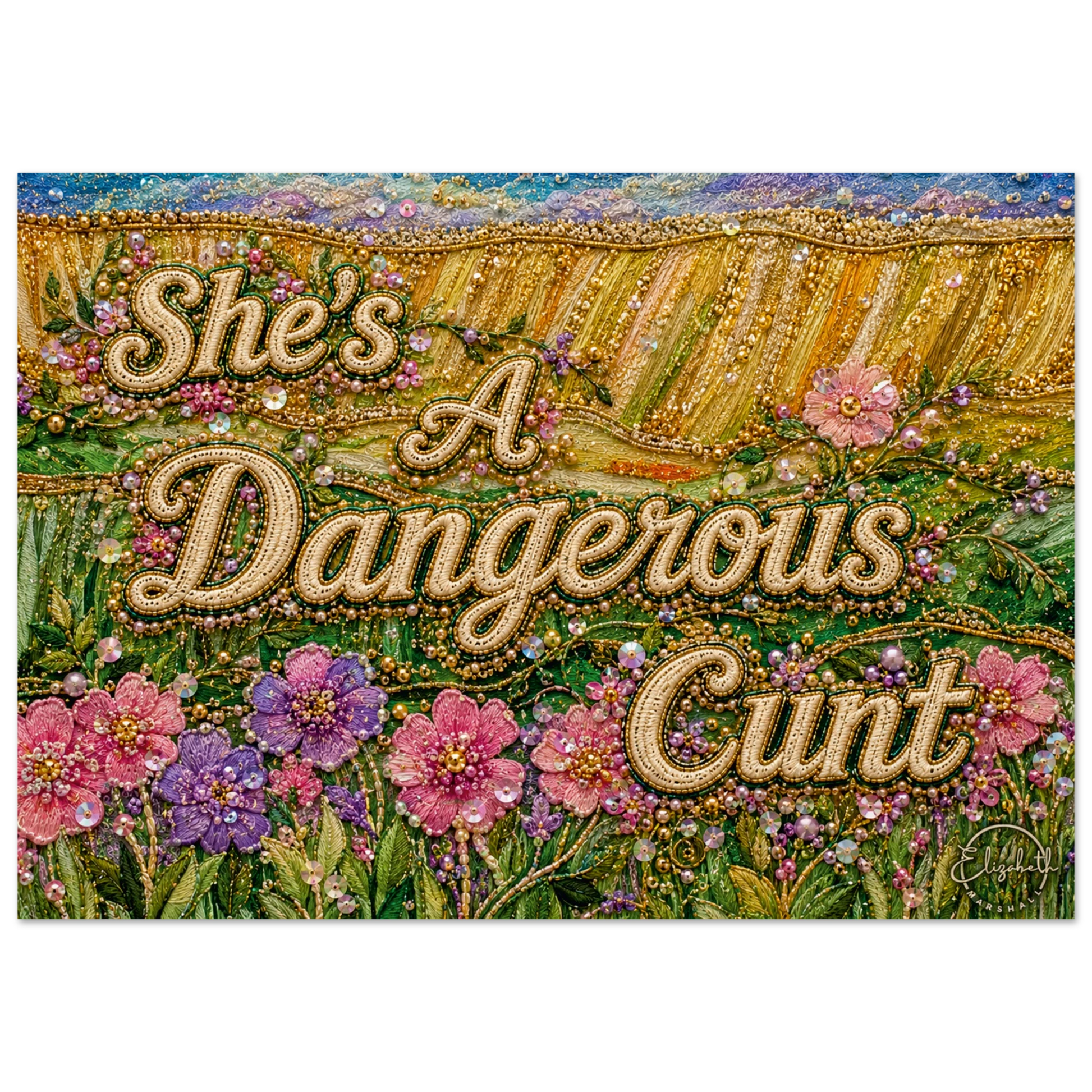 Bold feminist wall art from the Dangerous Women series. Fierce floral giclee print for women who refuse to stay small.