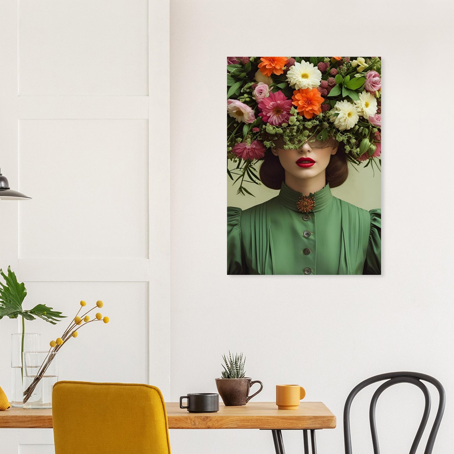 Shop Hilary from the Those Blooming Women series — a vintage fashion floral giclée print in blues & greens. Available A4–A1. FSC-certified 200gsm paper. Made to order. A1