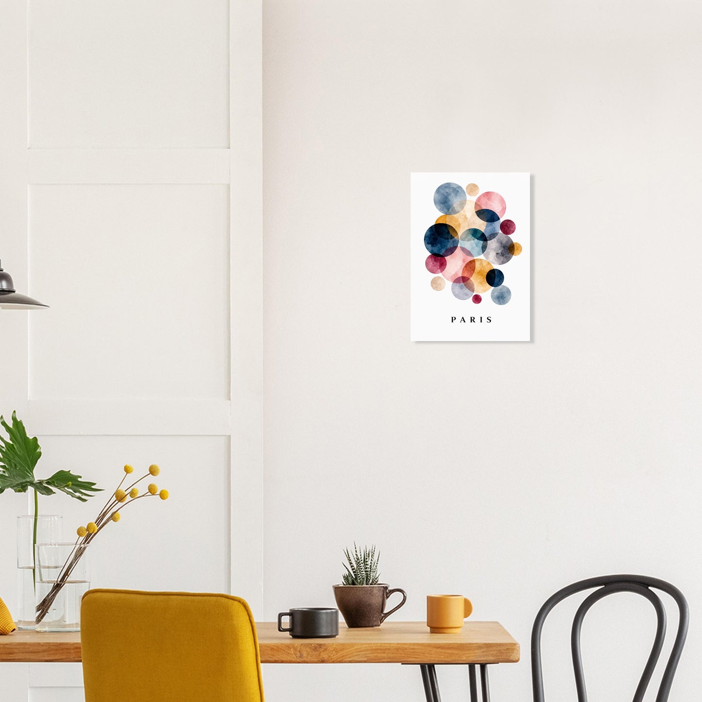 Abstract giclee print inspired by Paris, France. Deep navy, dusty rose & warm gold. Printed on 200gsm FSC paper. Ships worldwide.