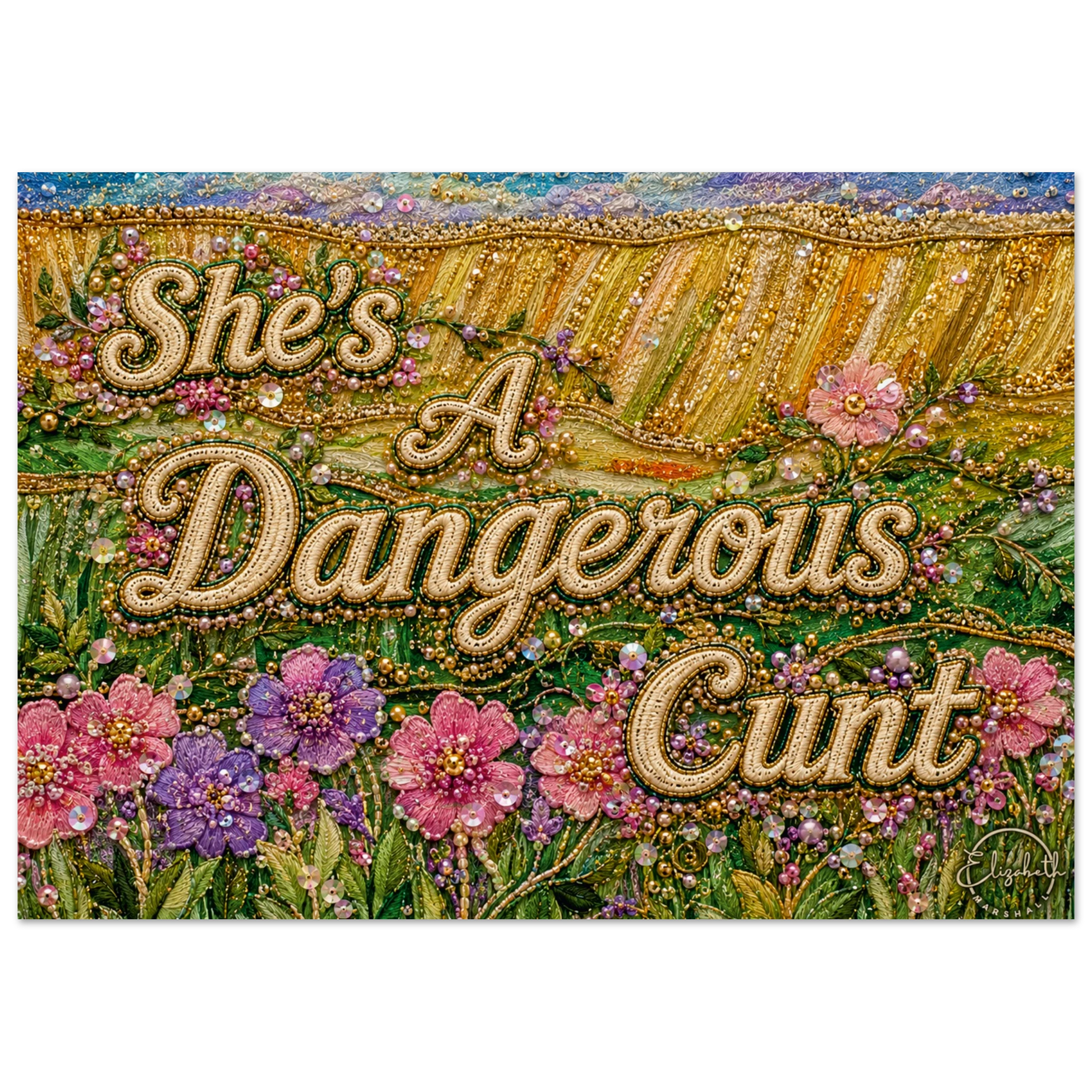 Bold feminist wall art from the Dangerous Women series. Fierce floral giclee print for women who refuse to stay small.