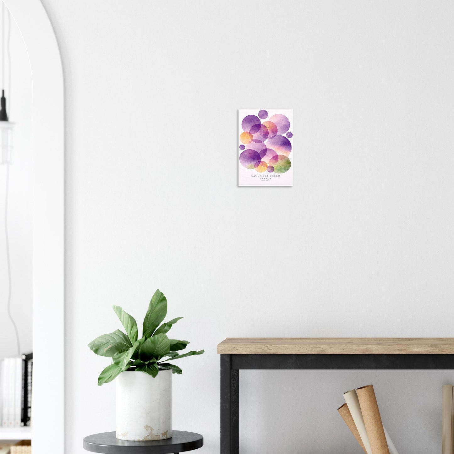 Abstract giclee print inspired by the lavender fields of Provence, France. Deep violet, lilac & warm gold. Printed on 200gsm FSC paper. Ships worldwide.