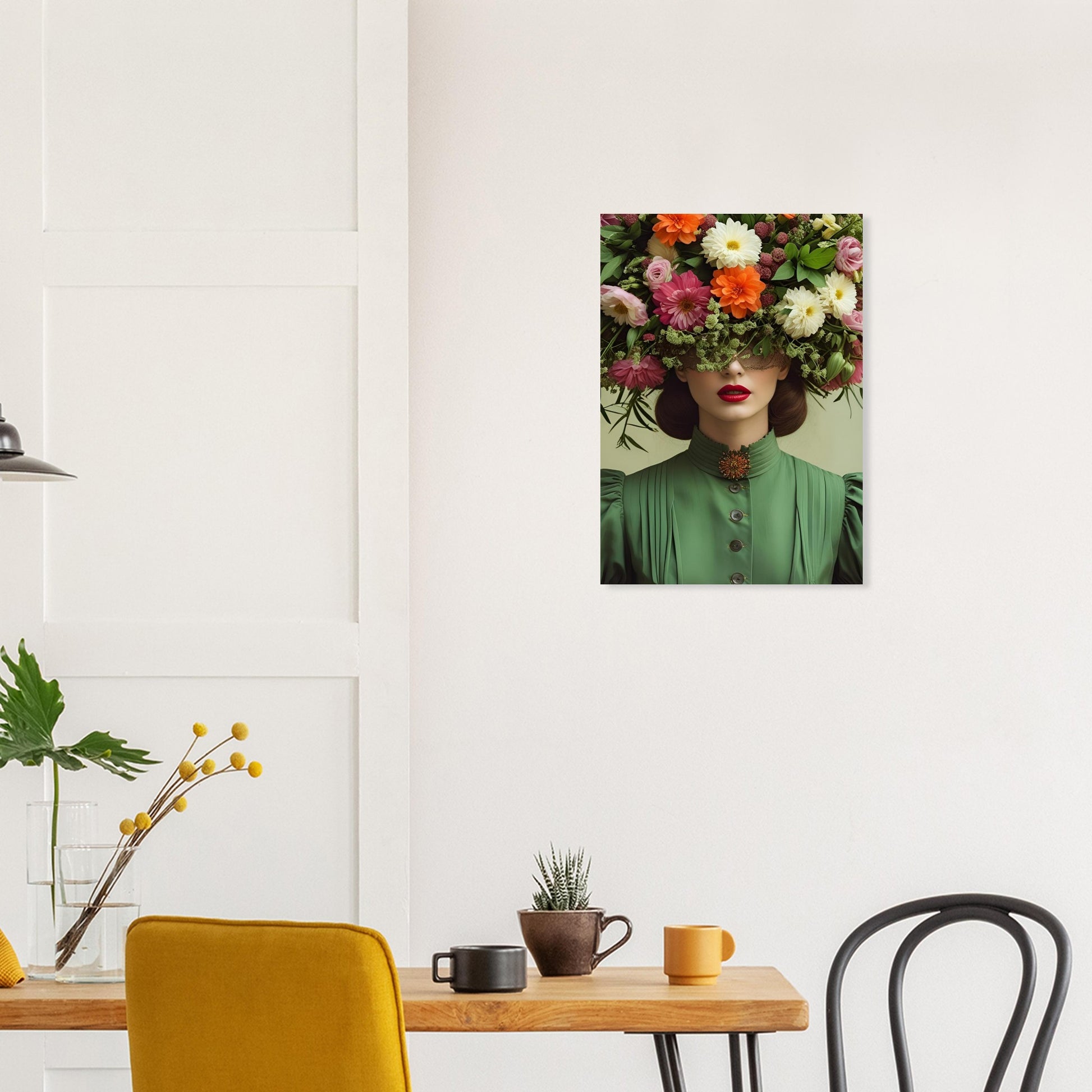 Shop Hilary from the Those Blooming Women series — a vintage fashion floral giclée print in blues & greens. Available A4–A1. FSC-certified 200gsm paper. Made to order.