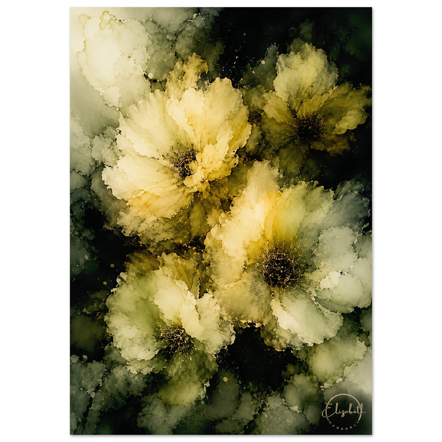 Moody Midnight Blooms artwork by Elizabeth Marshall 