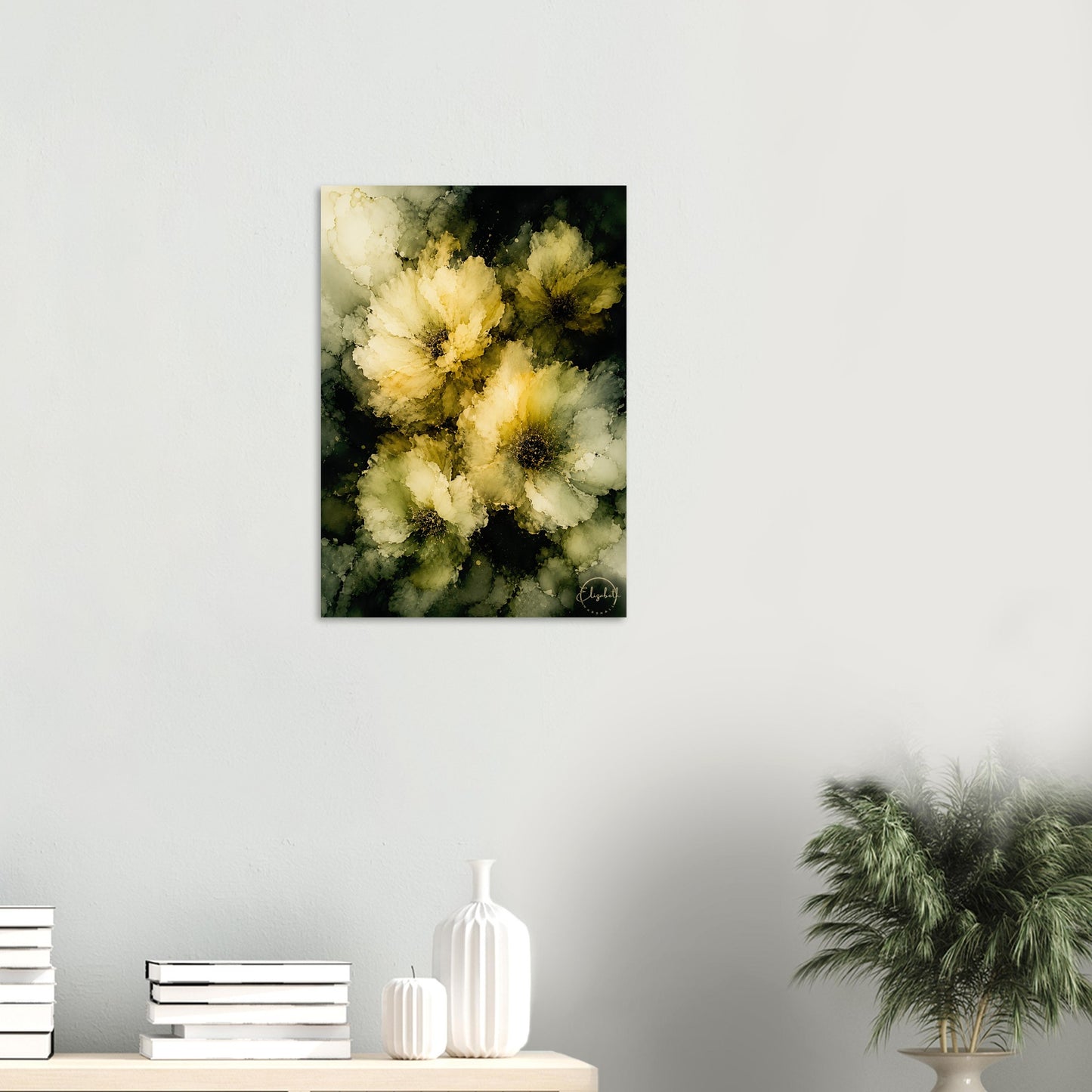 Moody Midnight Blooms artwork by Elizabeth Marshall  A3