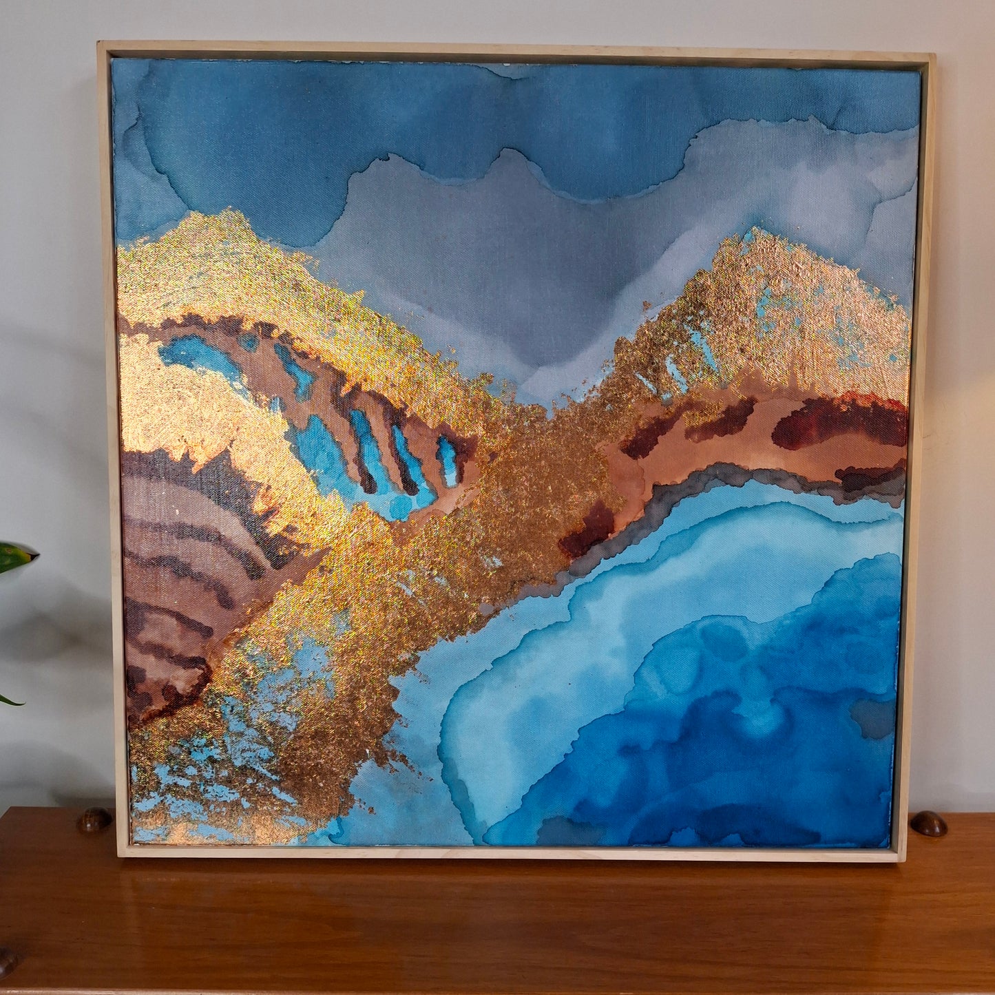 My Heart Runs Free | Abstract Landscape | Alcohol Ink and Metallic Foil on Canvas | Elizabeth Marshall SOLD