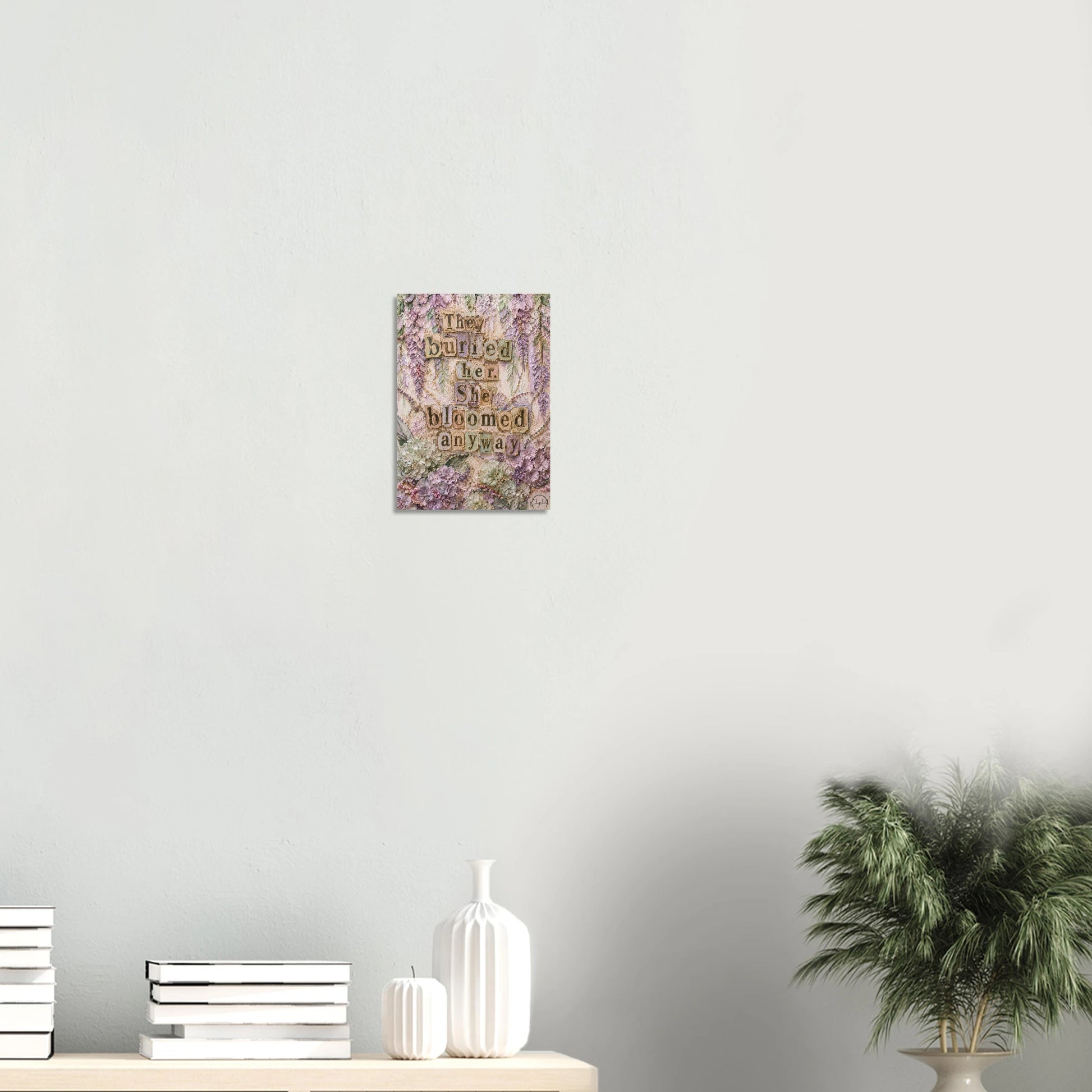 Resilient feminist wall art with pastel florals & vintage style