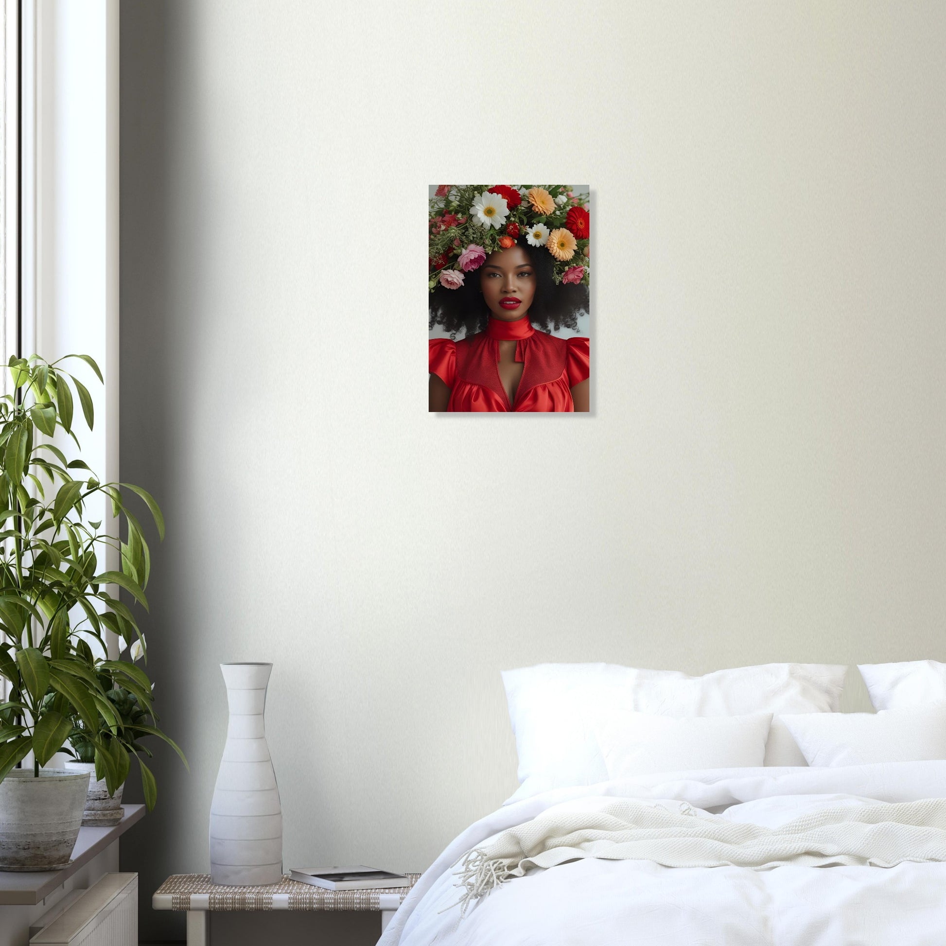 Shop Sansa from the Those Blooming Women series — a bold red & floral giclée print. Available A4–A1. FSC-certified 200gsm paper. Made to order.