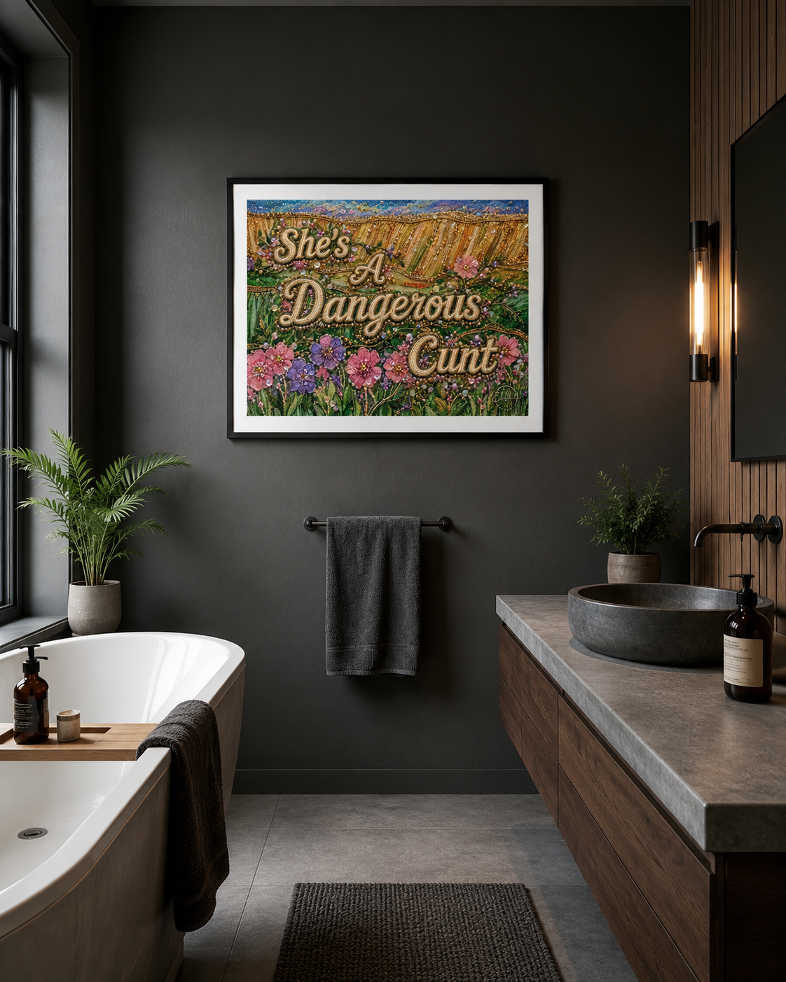 Bold feminist wall art from the Dangerous Women series. Fierce floral giclee print for women who refuse to stay small.
