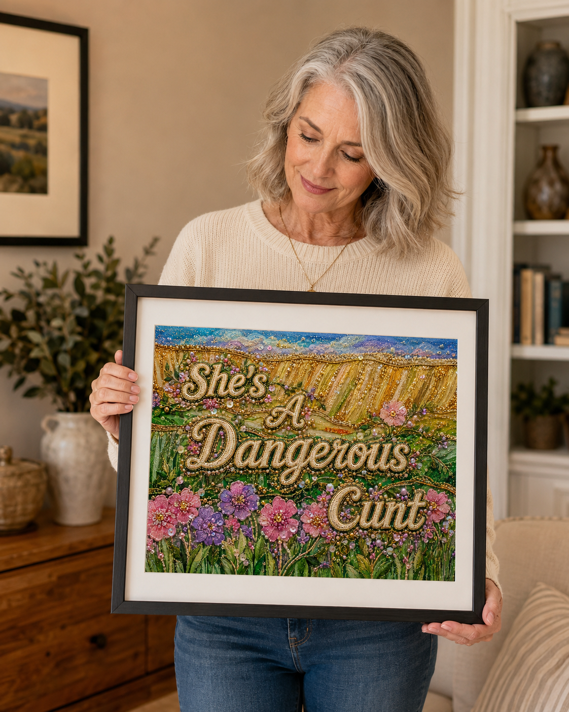 Bold feminist wall art from the Dangerous Women series. Fierce floral giclee print for women who refuse to stay small.