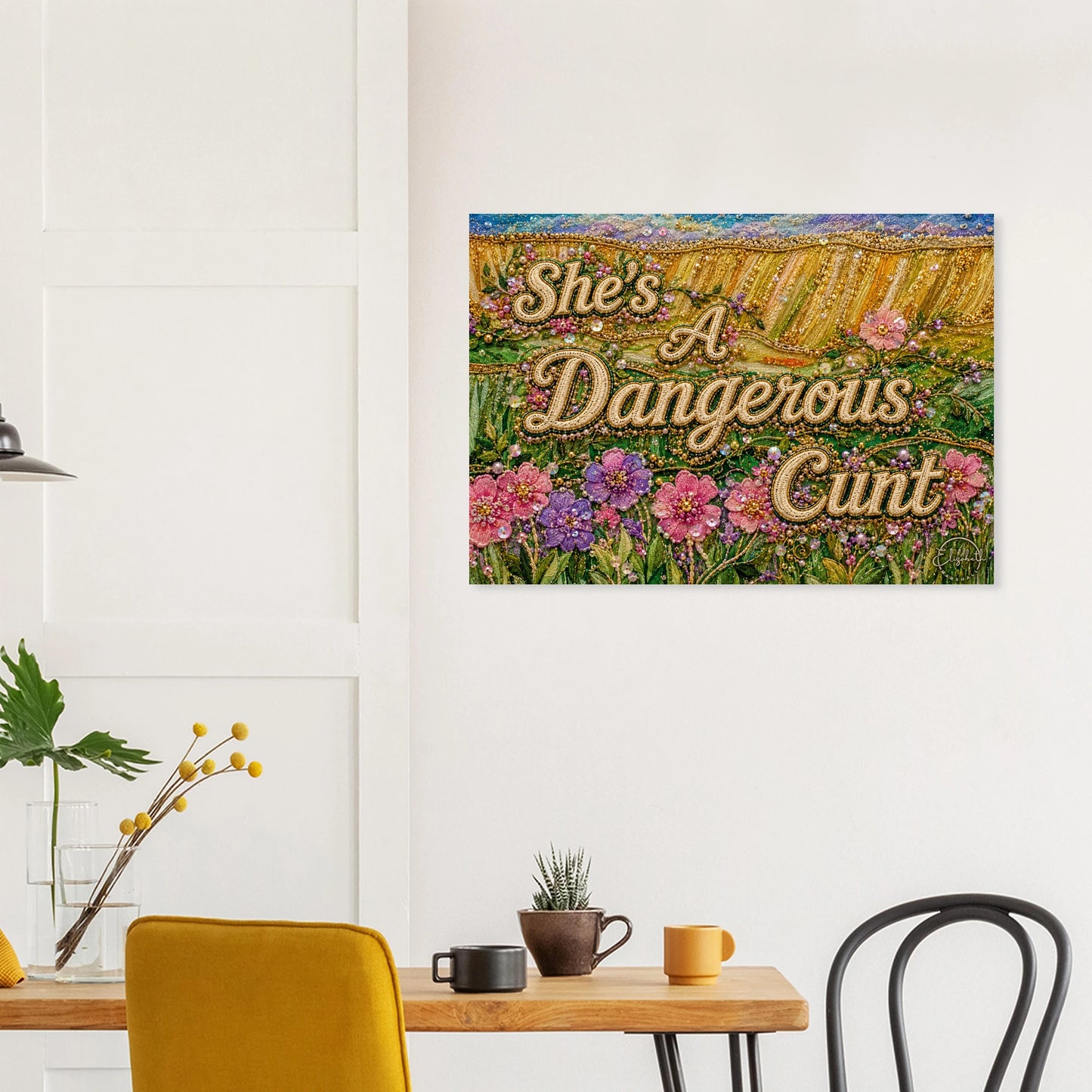 Bold feminist wall art from the Dangerous Women series. Fierce floral giclee print for women who refuse to stay small.