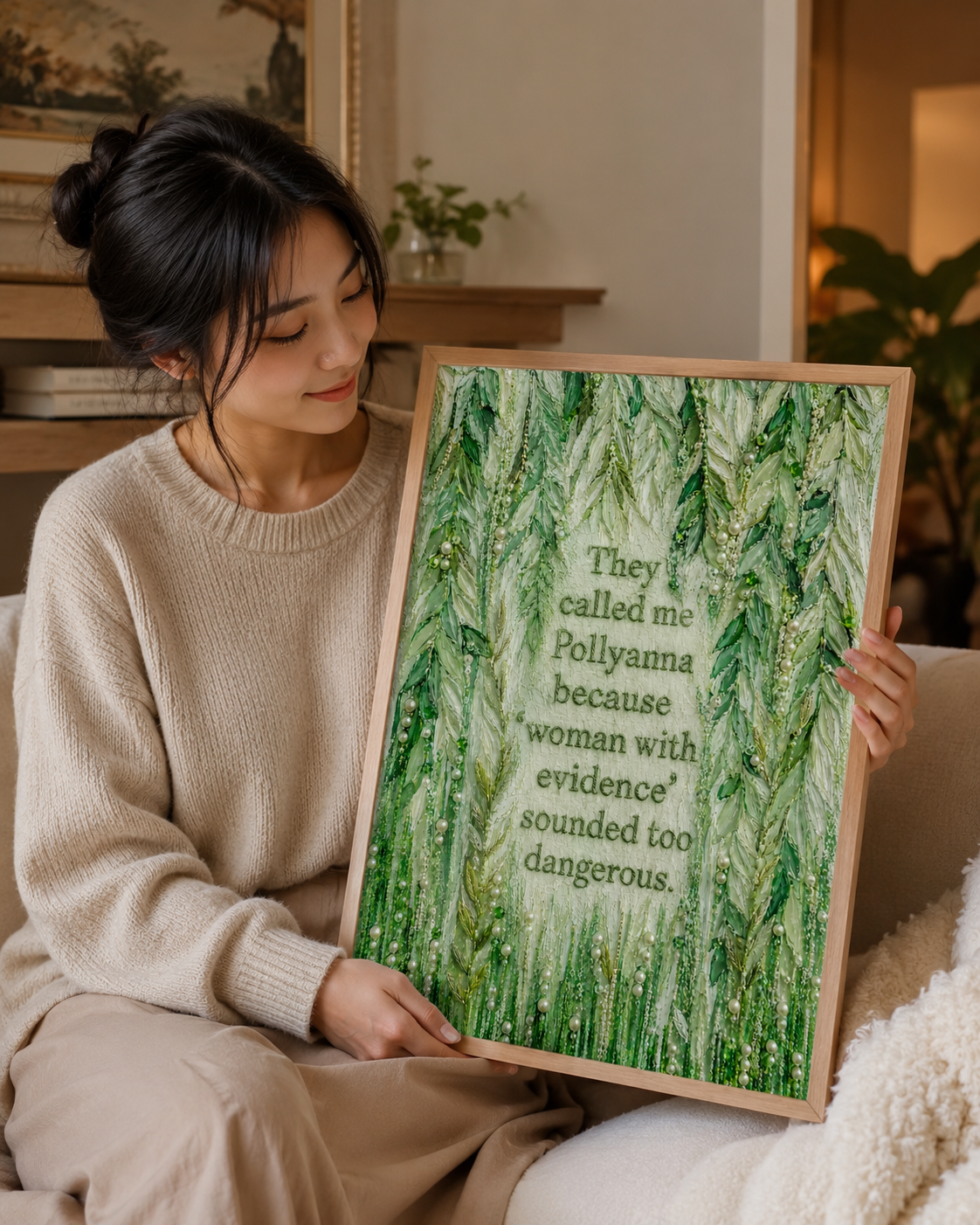 Pastel floral feminist wall art for women who survived and thrived. Giclee print, matte finish, free worldwide shipping. Available A4–A1. Gift for her.