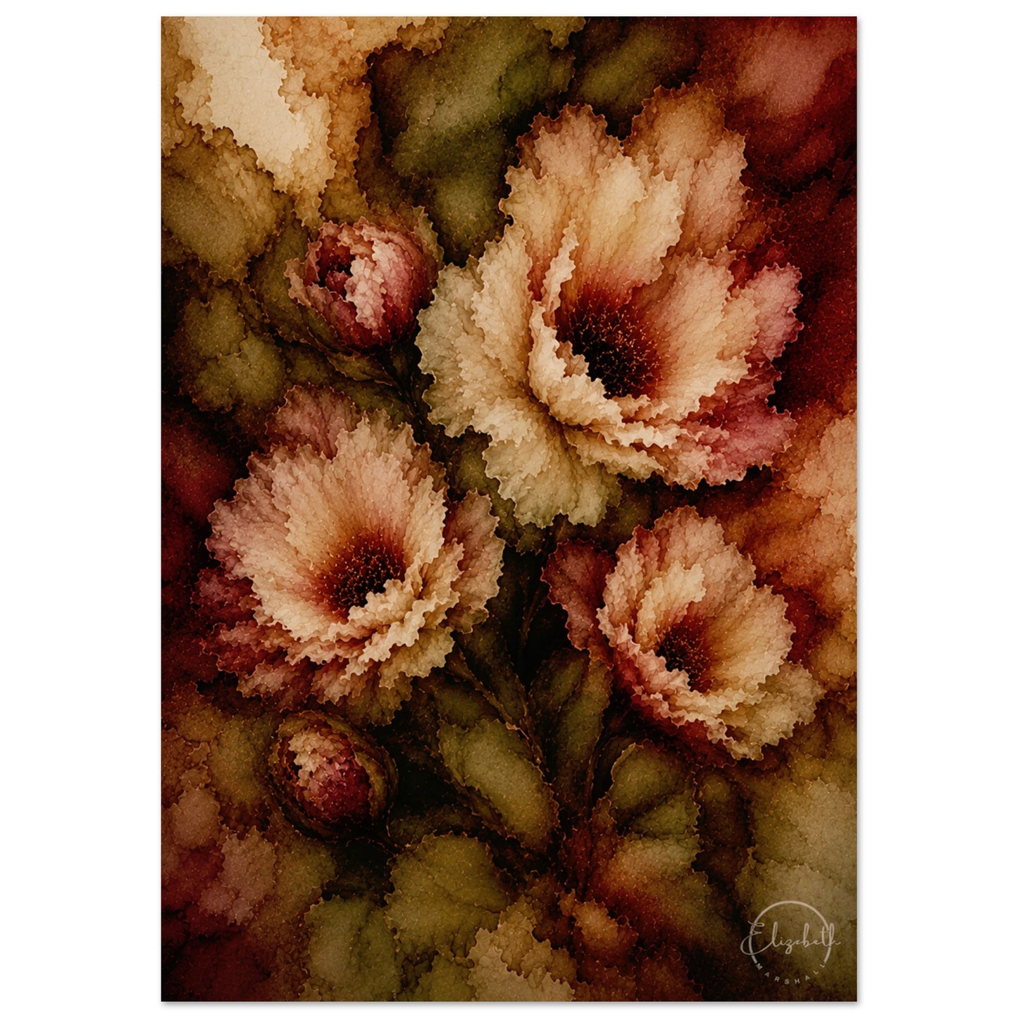 Wild Love Smokey Plum Floral Art Print 