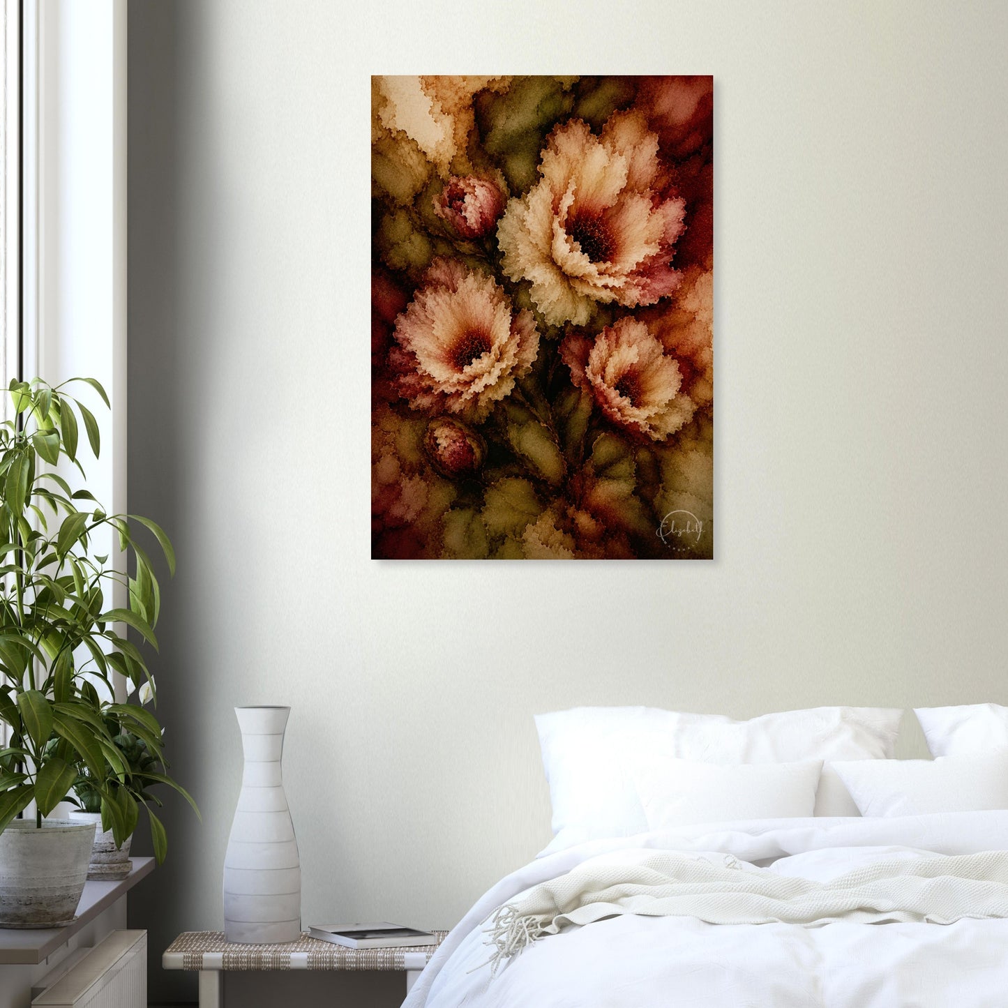 Wild Love Smokey Plum Floral Art Print by Elizabeth Marshall