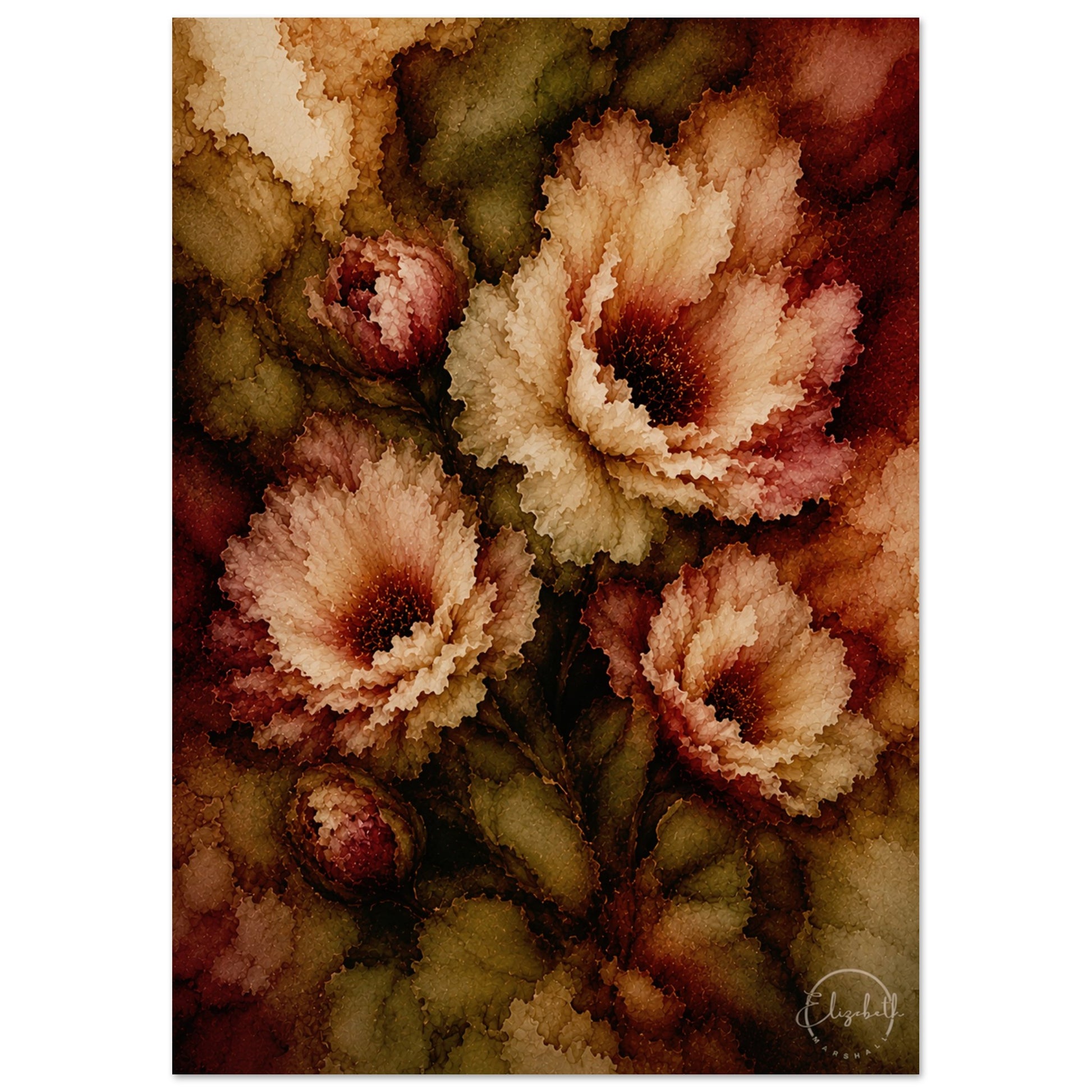 Wild Love Smokey Plum Floral Art Print by Elizabeth Marshall