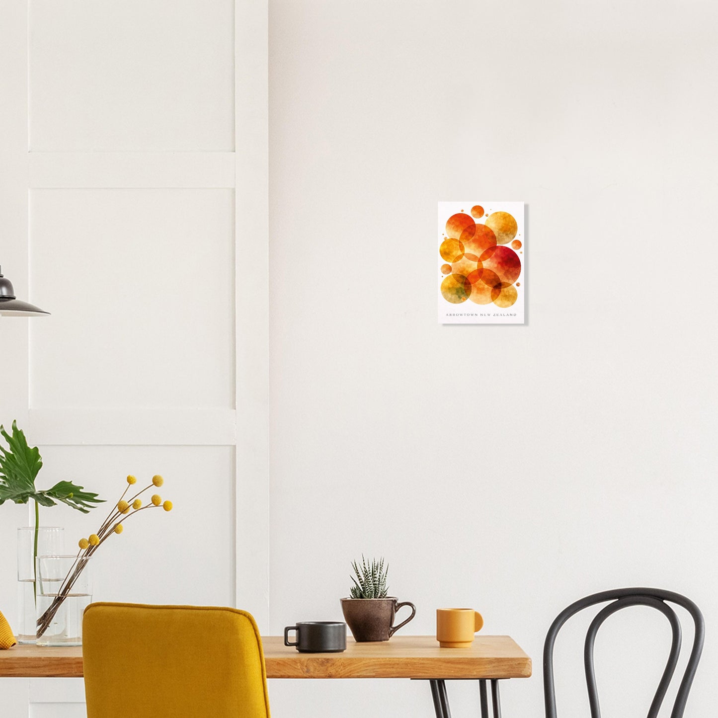 Abstract giclee print inspired by Arrowtown NZ in autumn. Burnt orange, amber & golden yellow. 