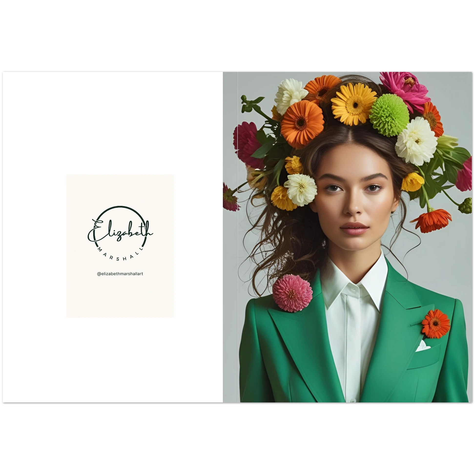 Pack of 10 blank folded art cards featuring Charlotte from Those Blooming Women. A5 or A6. 350gsm silk card & premium envelopes. Perfect for gifting.