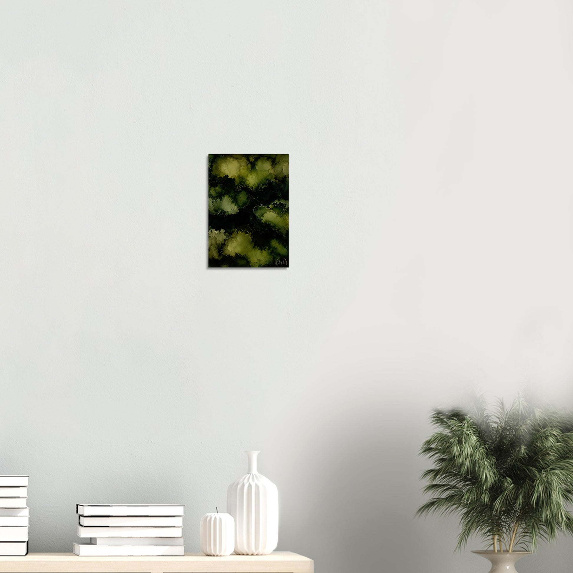 Into the Forest pulls you in like stepping between trees, deep greens layered over deeper greens, blooms half-hidden in shadow, a palette that feels ancient and alive at the same time. This is a print that doesn't sit quietly on a wall. It grows.