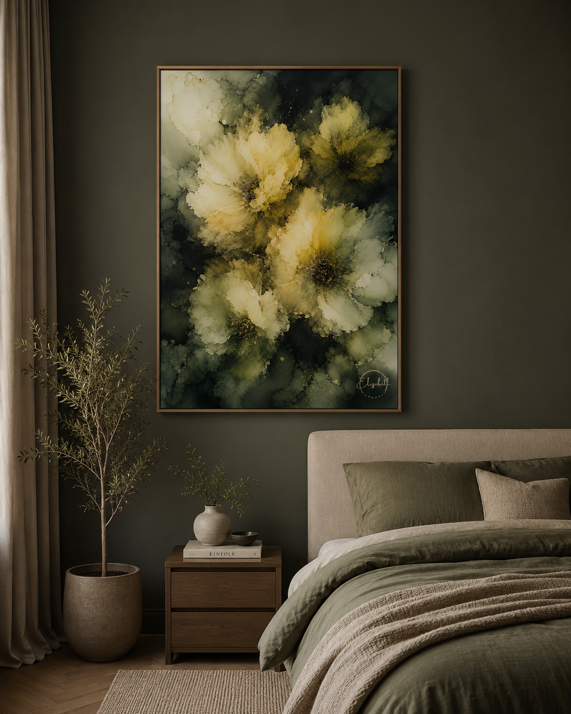 Moody Midnight Blooms artwork by Elizabeth Marshall  