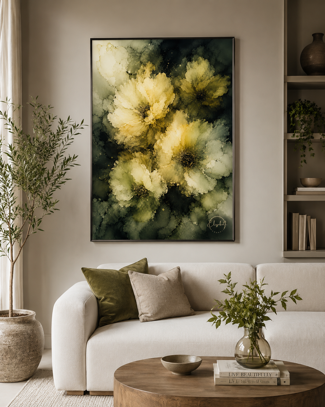 Moody Midnight Blooms artwork by Elizabeth Marshall 
