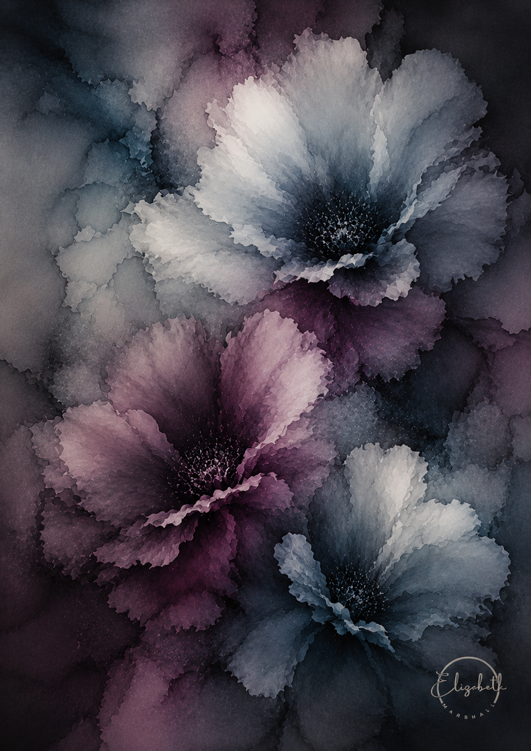 Moonlight Blue is the colour of the night sky, with moonlight refracting onto indigo and violet blooms that seem to hold their own light. This is a print that brings a room down to earth in the best possible way, grounding and beautiful all at once.