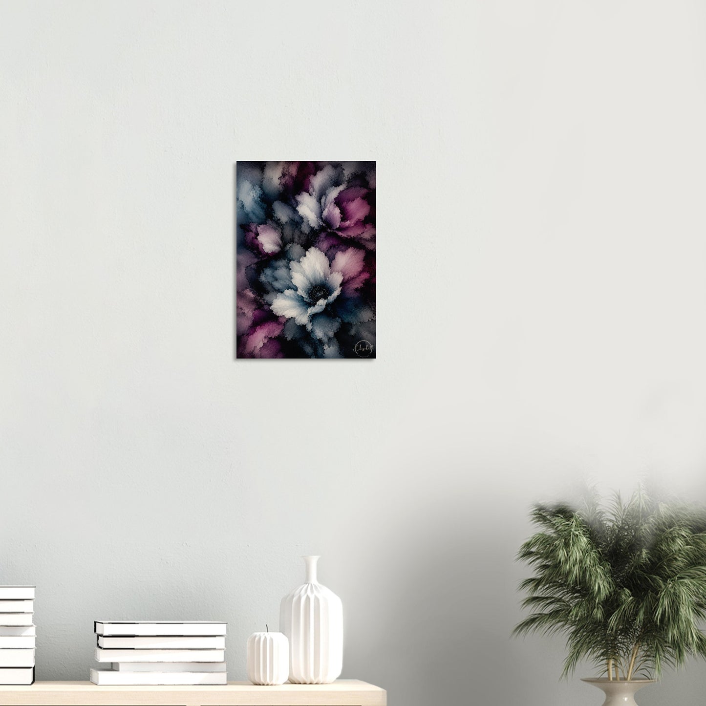 Moonlight Joy has the energy of a garden bathed in moonlight, blues and purples that feel lifted rather than heavy, blooms that catch the light and hold it. This is a print that brings colour and optimism without losing any of the depth of the night..