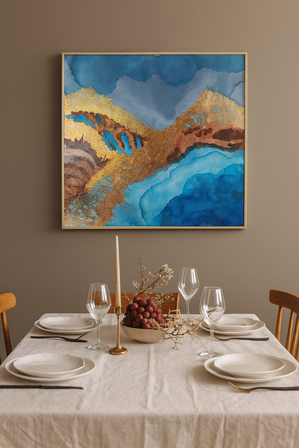 My Heart Runs Free | Abstract Landscape | Alcohol Ink and Metallic Foil on Canvas | Elizabeth Marshall SOLD