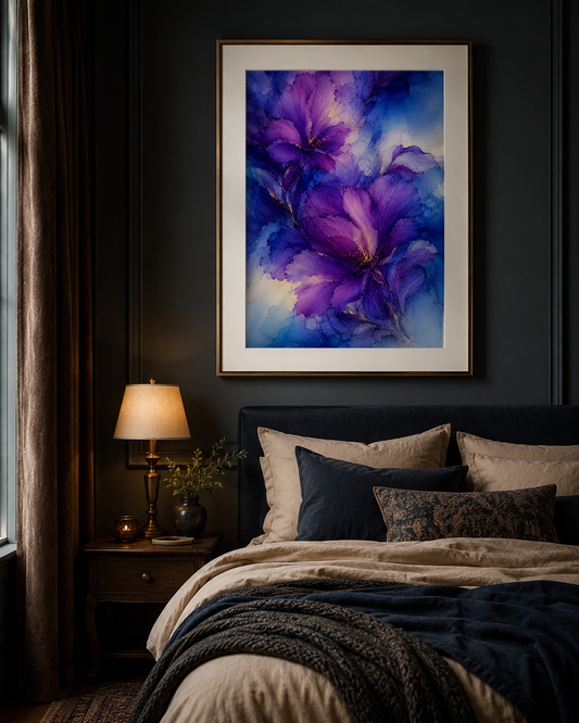 Passion Rises | Moody Florals | Purple Blue Flowers | Giclee Fine Art Print