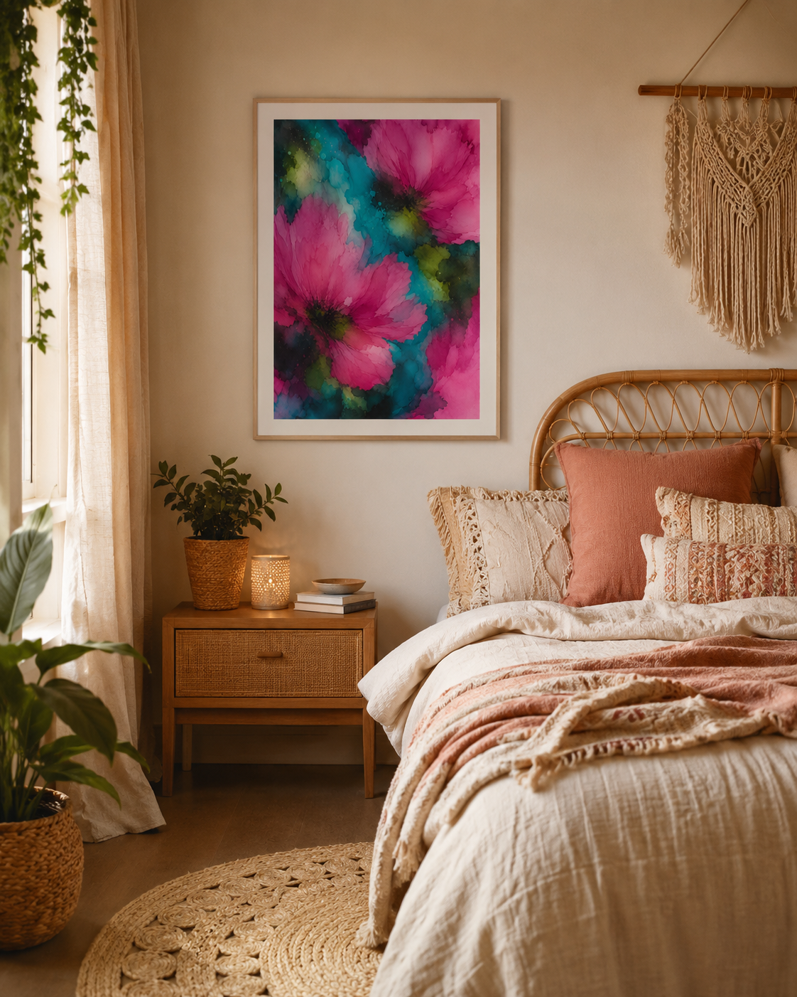 Waterlilies Dream | Moody Florals | Pink Teal | Giclee Print