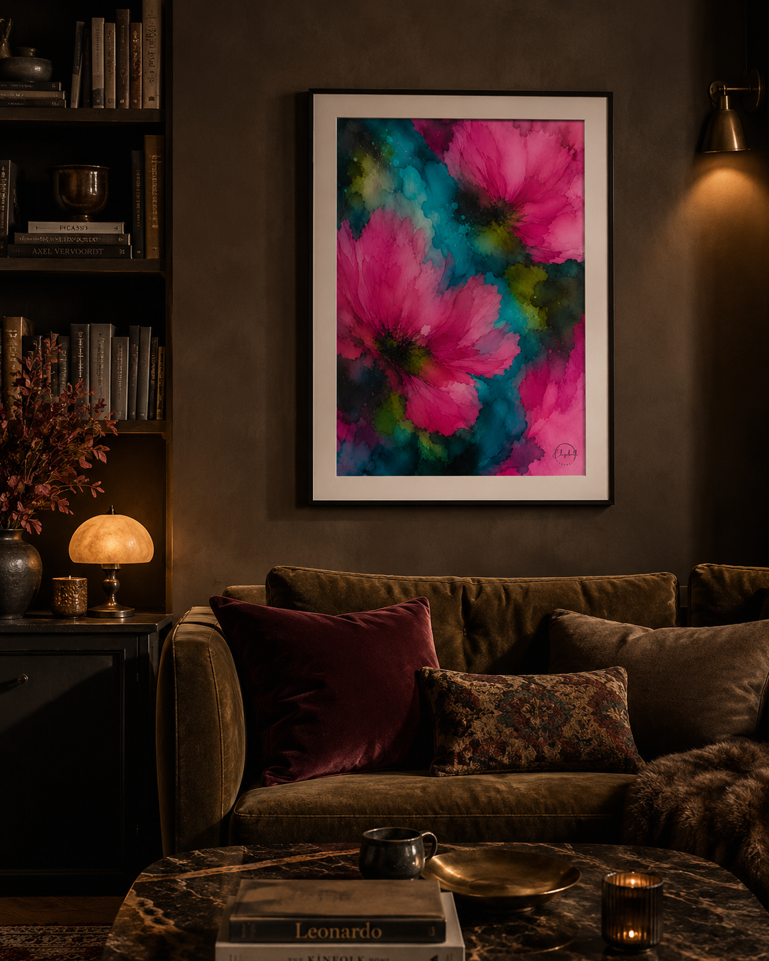 Waterlilies Dream | Moody Florals | Pink Teal | Giclee Print