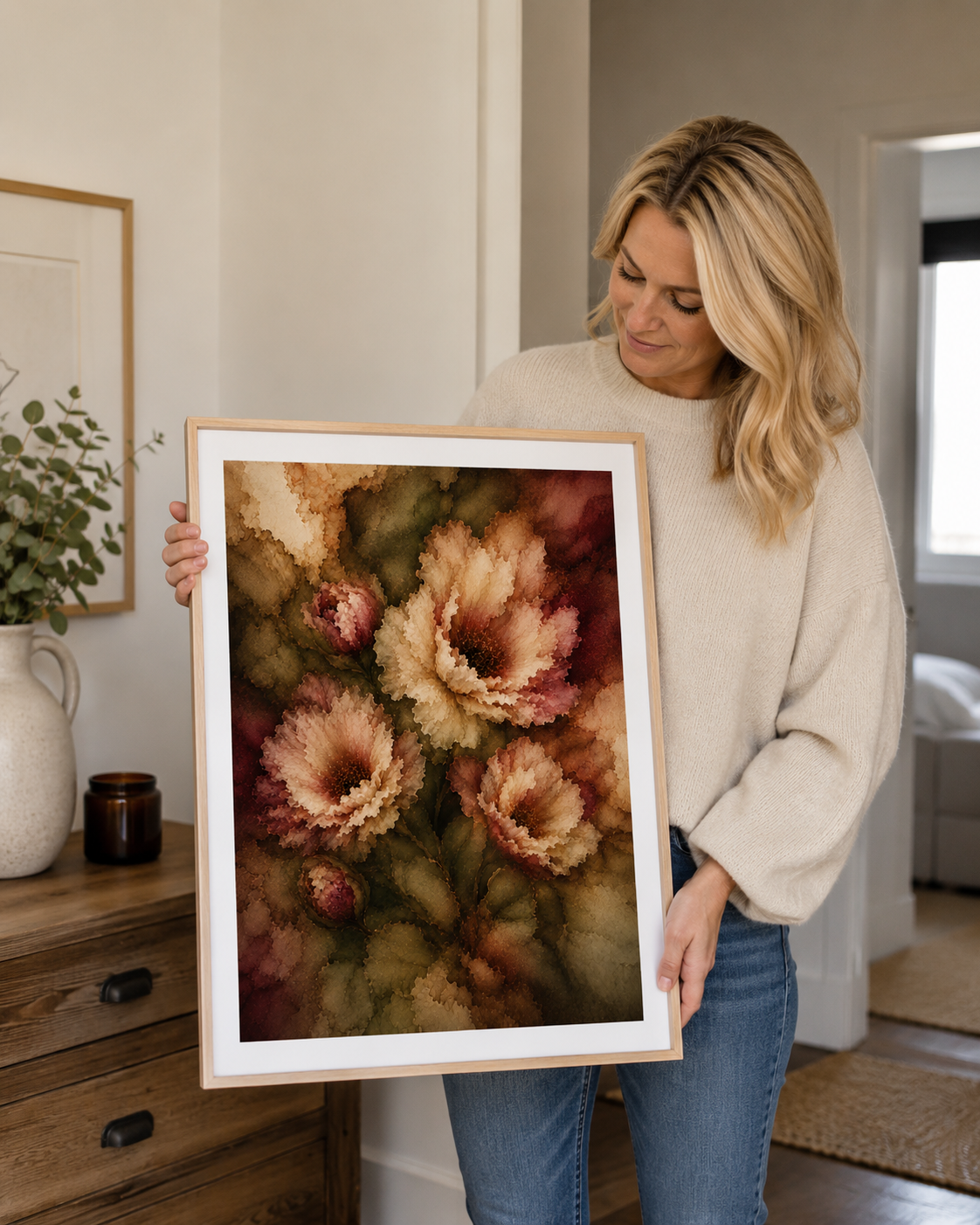 Wild Love Smokey Plum Floral Art Print by Elizabeth Marshall