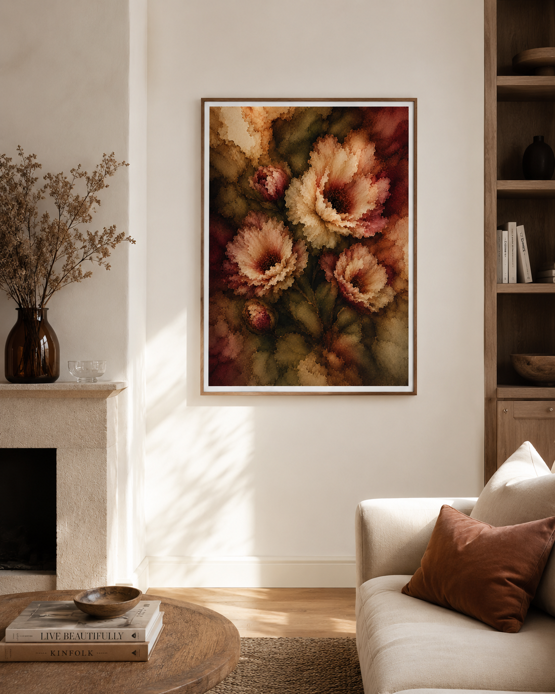 Wild Love Smokey Plum Floral Art Print by Elizabeth Marshall