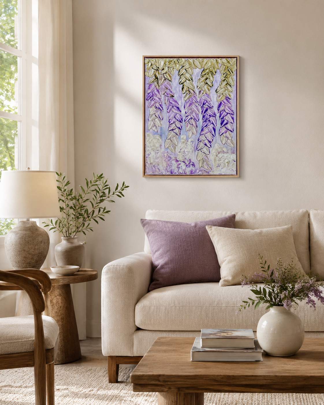Wisteria Bloom | Messy Floral | Acrylic on Canvas Framed | Elizabeth Marshall SOLD