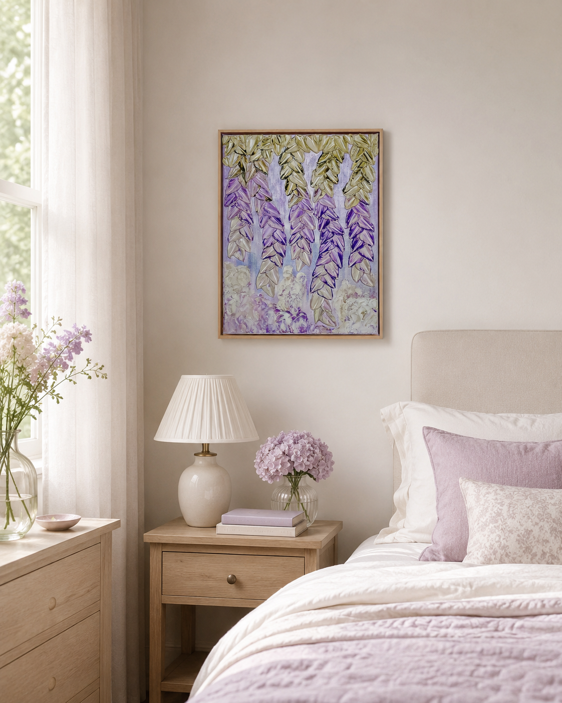 Wisteria Bloom | Messy Floral | Acrylic on Canvas Framed | Elizabeth Marshall SOLD
